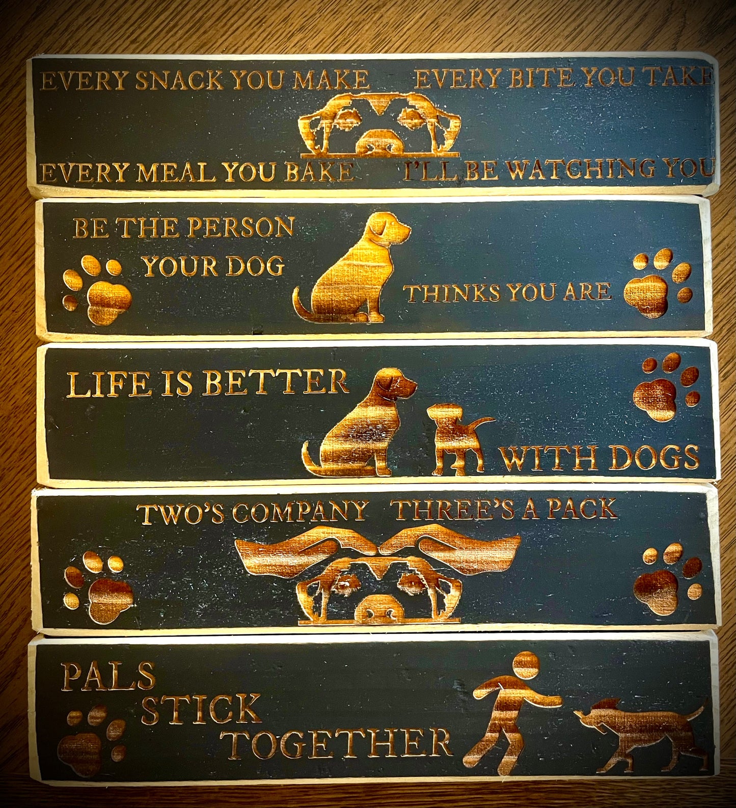 Funny Dog Wood Sign | "Two's Company, Three's a Pack" | Dog Lover Decor