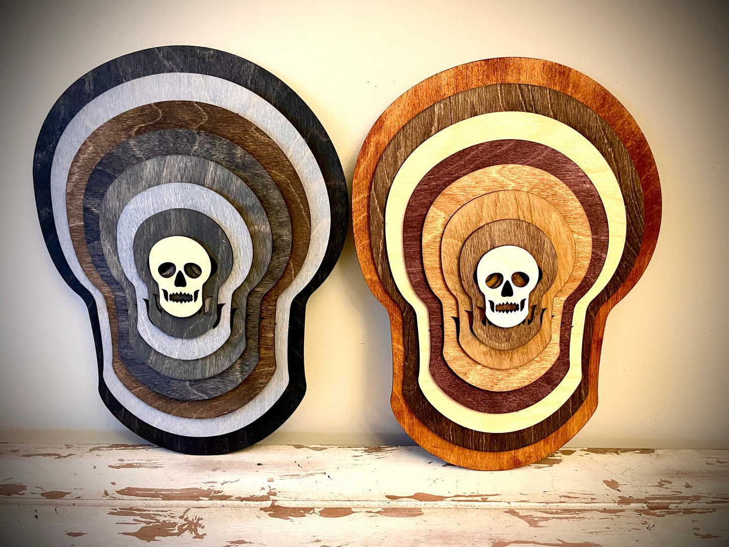 Stacked Skulls 3D Wood Table & Wall Art | Multi-Color