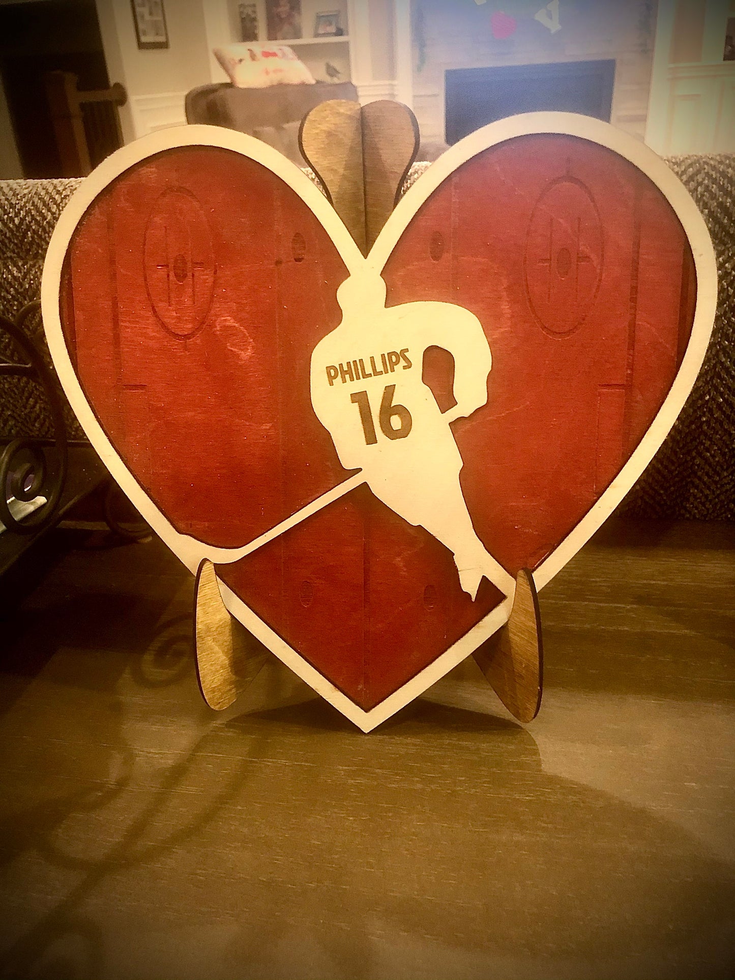 Personalized Hockey Player Valentine Heart | Engraved Rink, Name & Number | Valentine's Gift