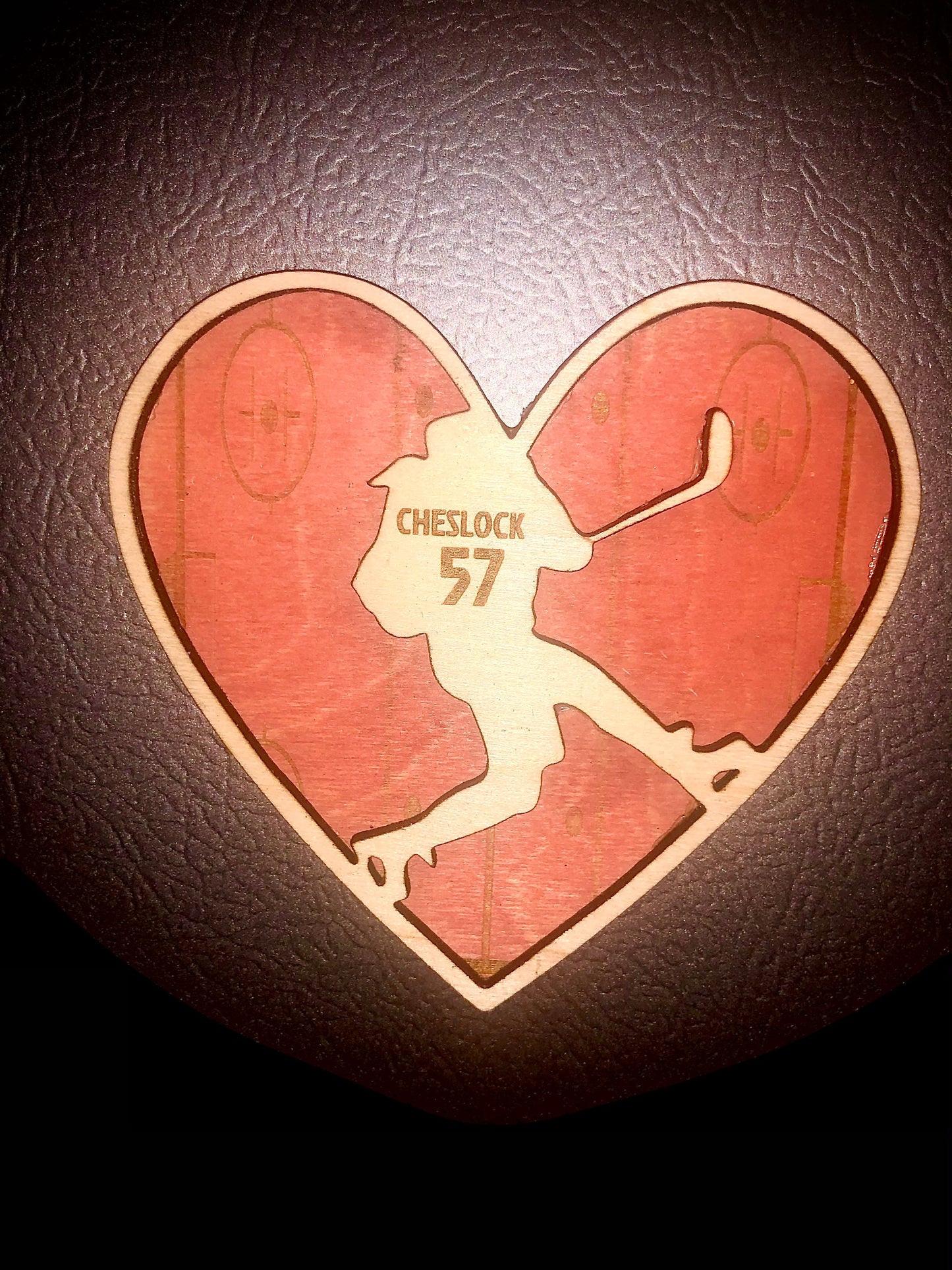 Personalized Female Hockey Player Valentine Heart Magnet | Engraved Rink, Name & Number