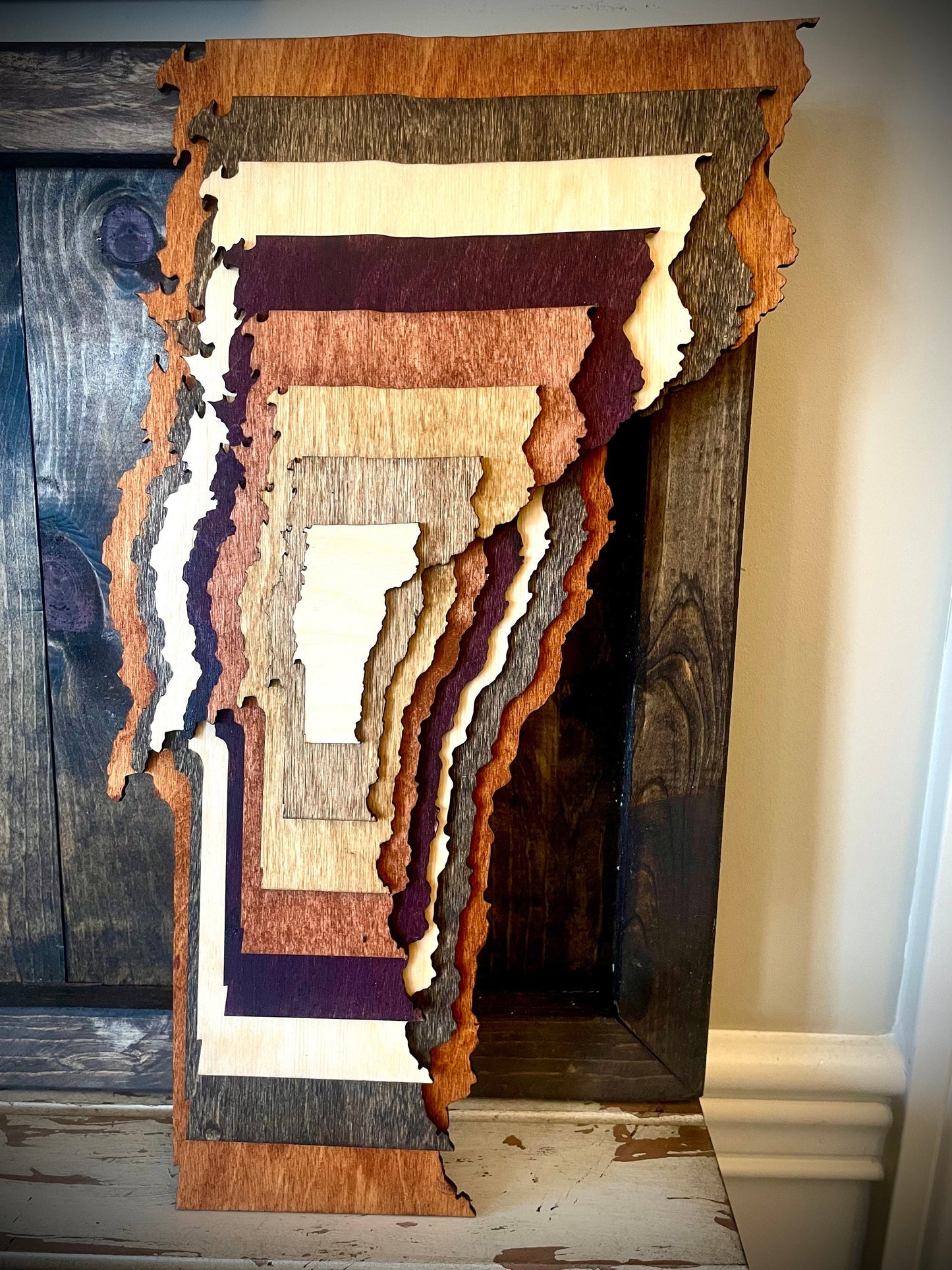 Vermont Stacked State 3D Wood Table & Wall Art | Multi-Color