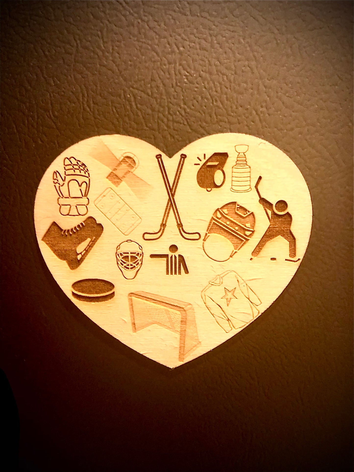 Hockey Valentine Heart Wood Magnet | Hockey Gift | Valentine's Day