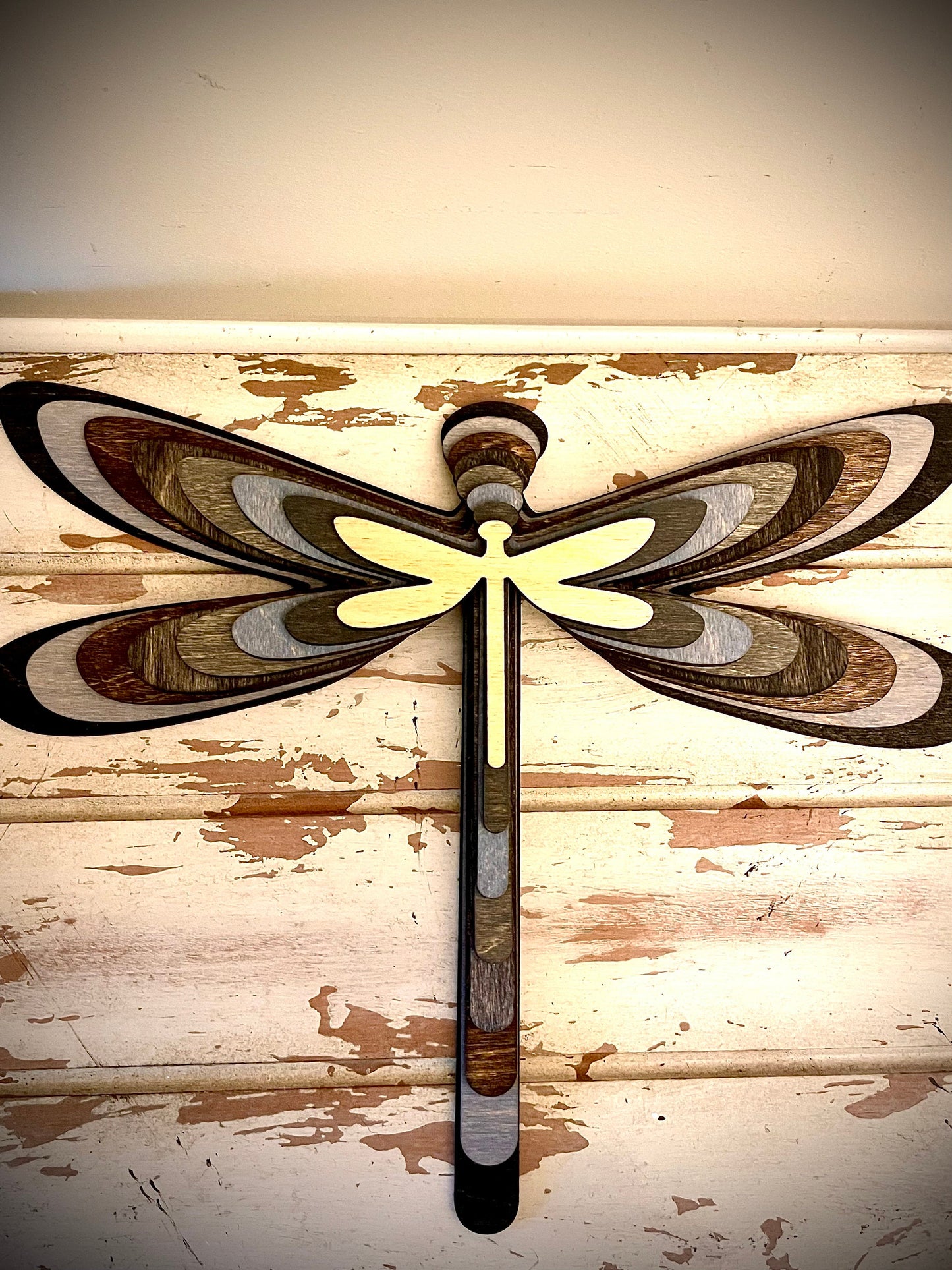 Stacked Dragonfly 3D Wood Table & Wall Art | Multi-Color