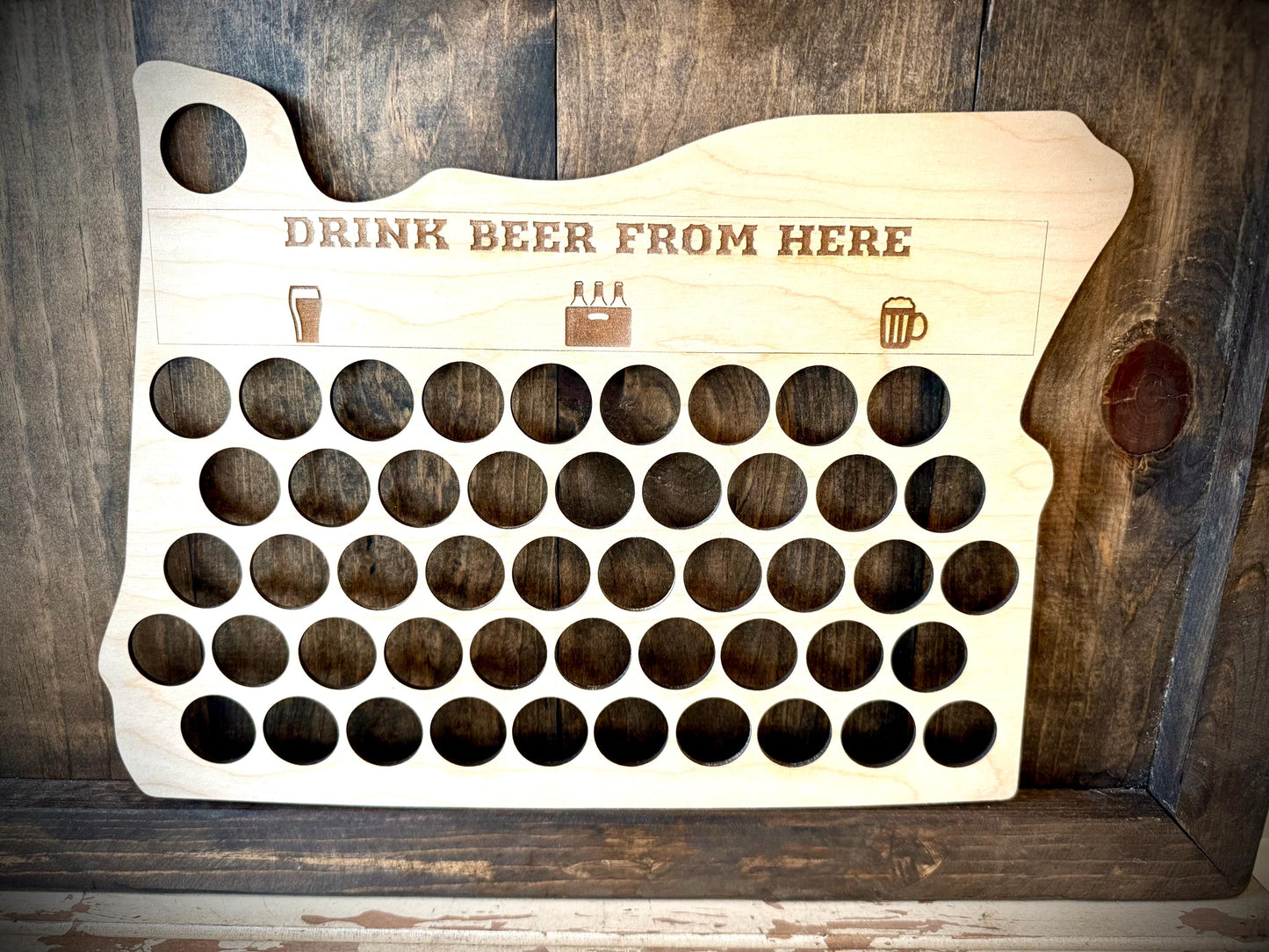 All 50 States "Drink Beer From Here" Wood Bottle Cap Holder | Bar Decor Gift
