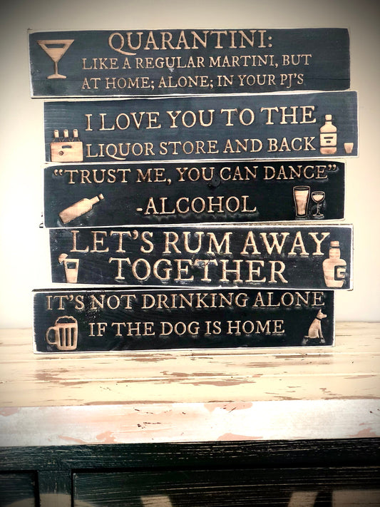 Funny Wood Hockey Bar Sign | "My Drinking Team Has a Hockey Problem"