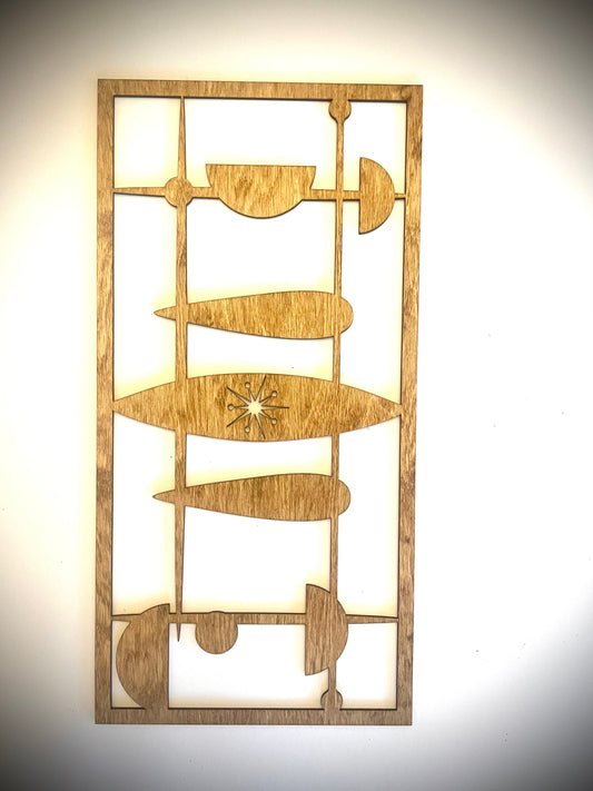Mid Century Modern Wood Wall Art | 4-Panel Set | Multiple Sizes & Finishes | Set A