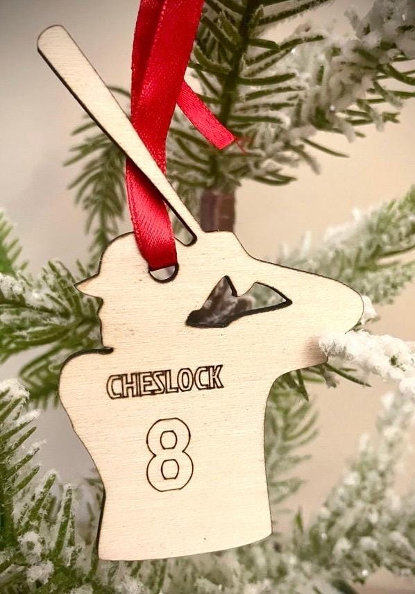 Baseball Player Personalized Wood Ornament & Gift Tag | Jersey Name & Number | Baseball Gift | Coach Gift