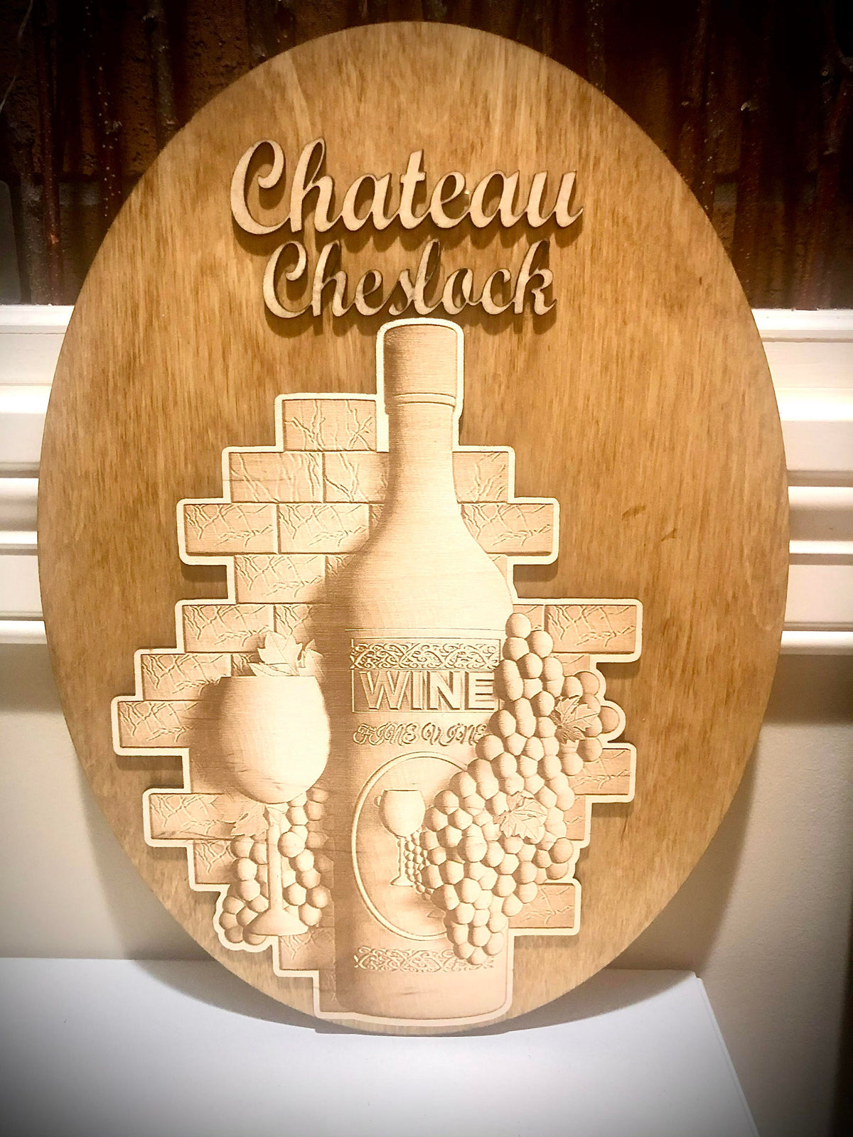 Custom Chateau Wine Bar Sign | 3D Engraved Wood | Bar & Wine Room Decor