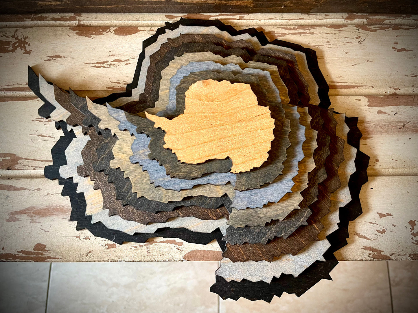 Antarctica Stacked 3D Wood Table & Wall Art | Multi-Color