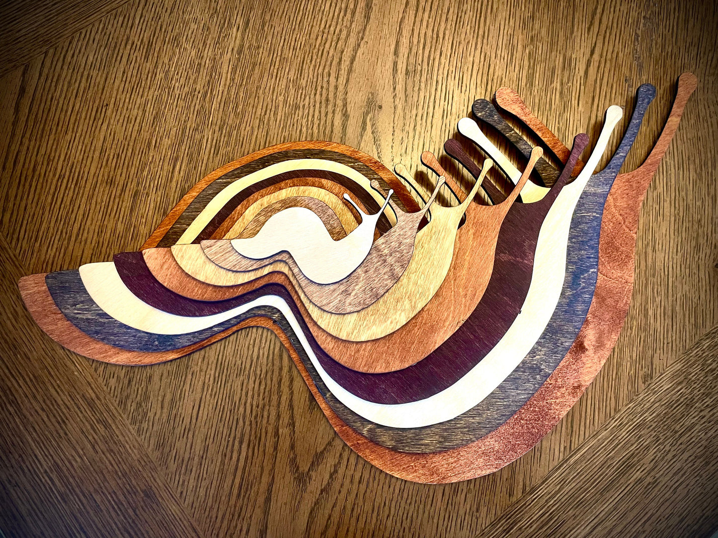 Stacked Snail / Banana Slug 3D Wood Table & Wall Art | Multi-Color