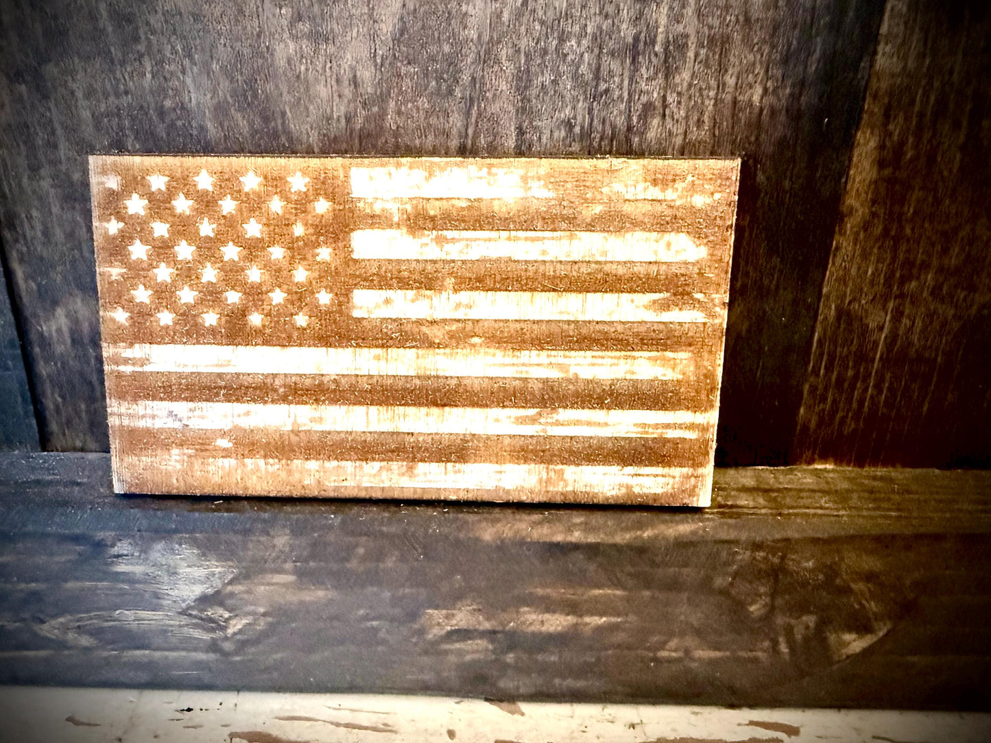 Distressed US Flag Wood Refrigerator Magnet | 4" x 2.2" | Patriotic Gift