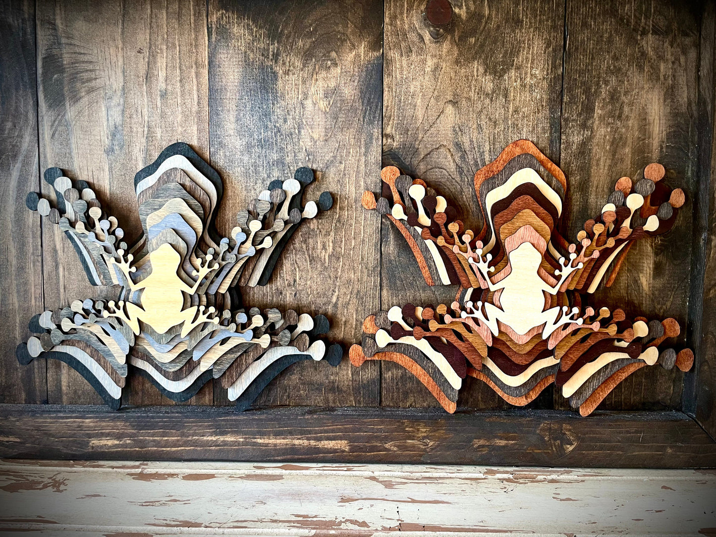 Stacked Frogs 3D Wood Table & Wall Art | Multi-Color
