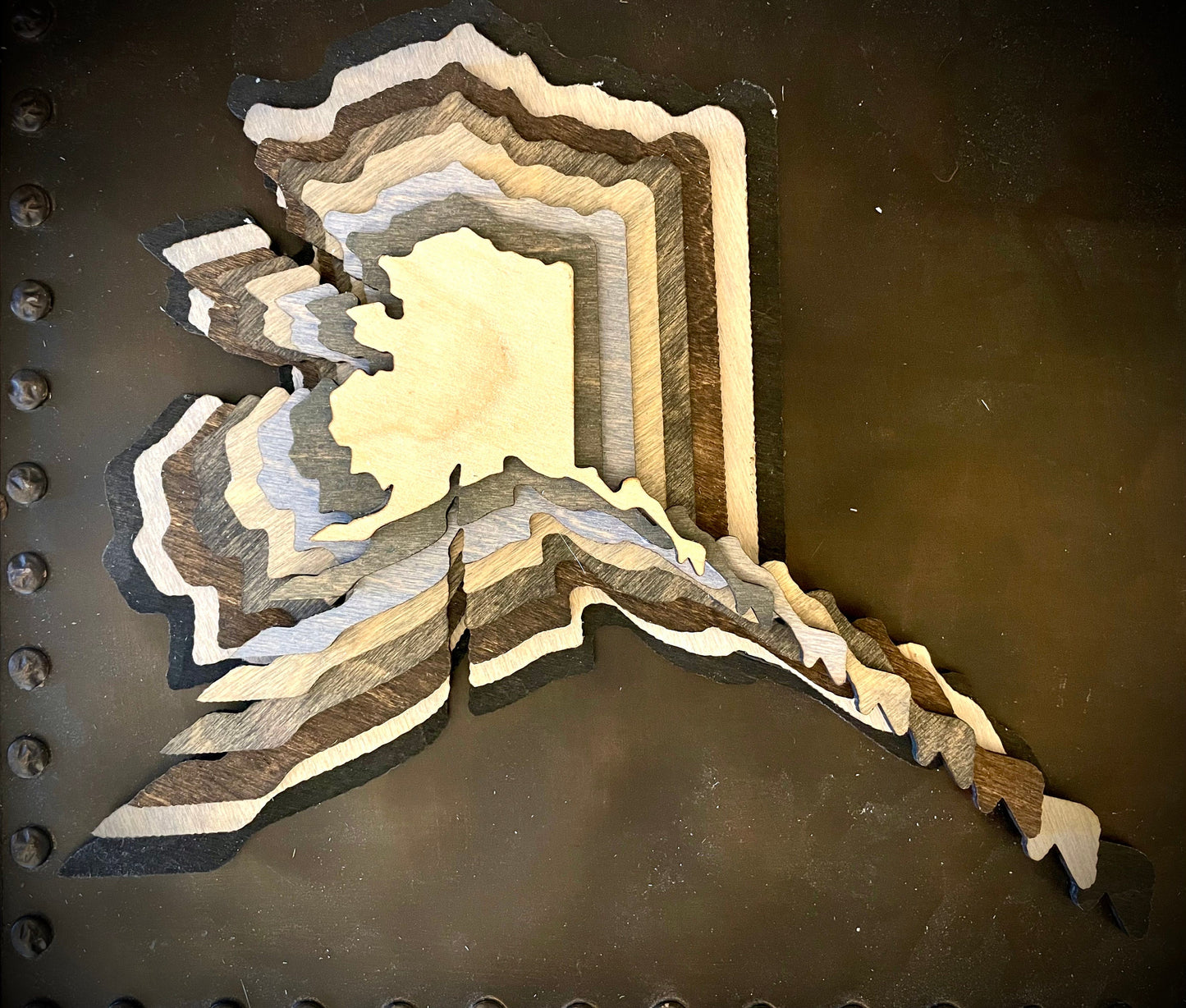 Alaska Stacked State 3D Wood Table & Wall Art | Multi-Color