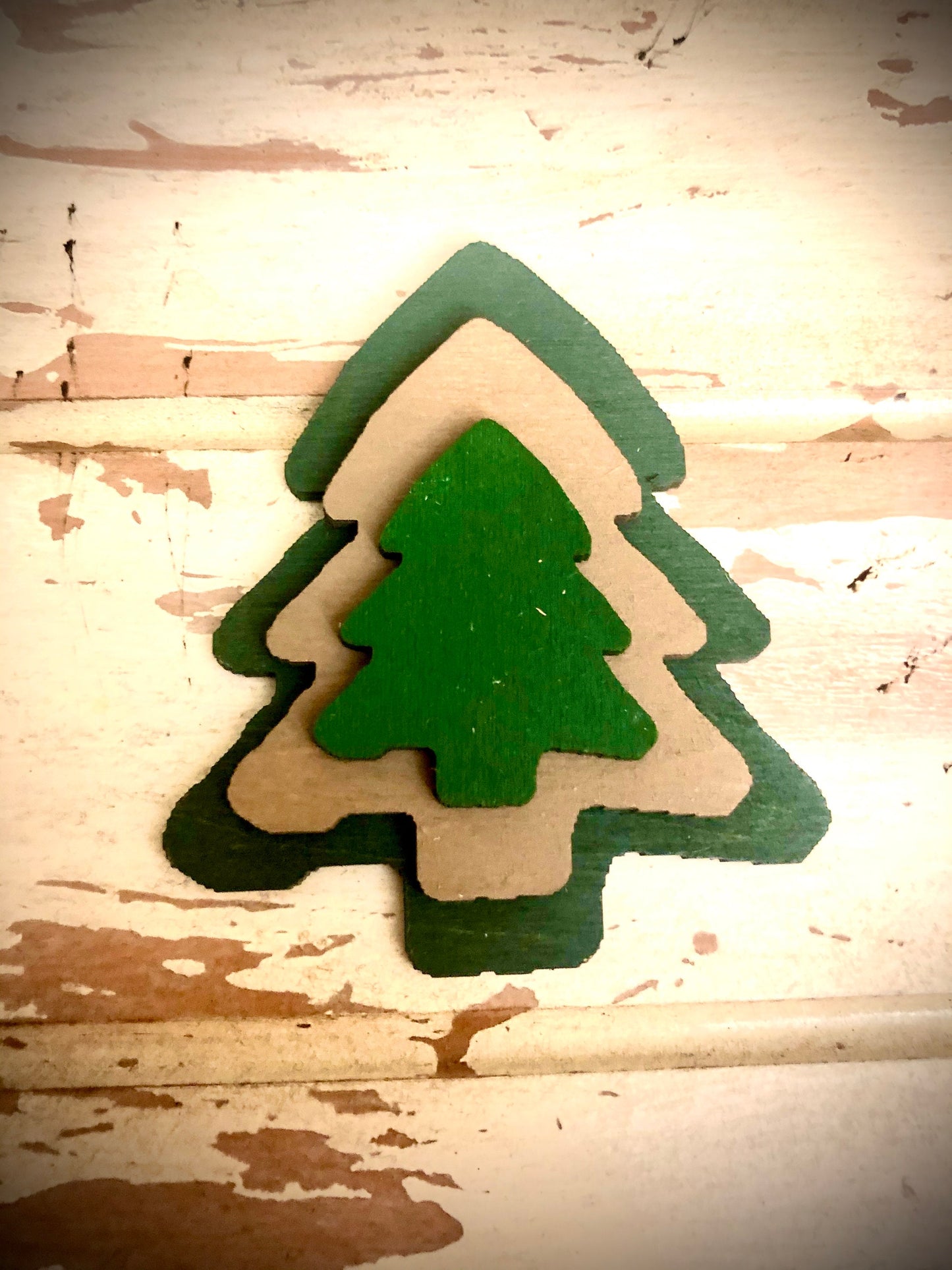 Stacked Christmas Trees Wood Refrigerator Magnet | Multi-Color | Holiday Decor Gift