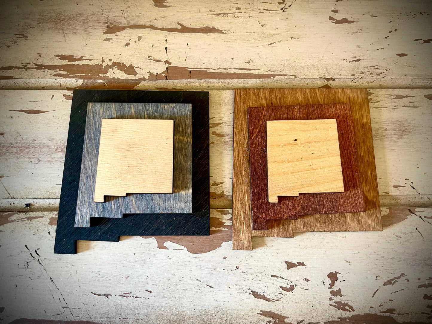 New Mexico 3-Layer Stacked Wood Refrigerator Magnet | Brown & Gray Tones | State Pride Gift