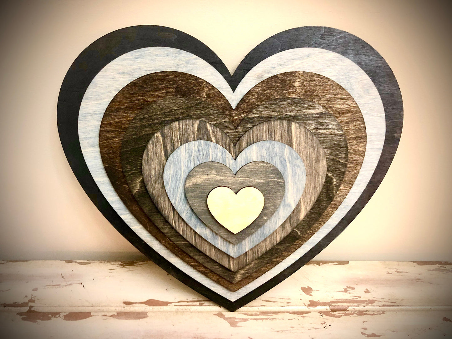 Stacked Heart 3D Wood Decoration | Multi-Color | Valentine's Day Gift