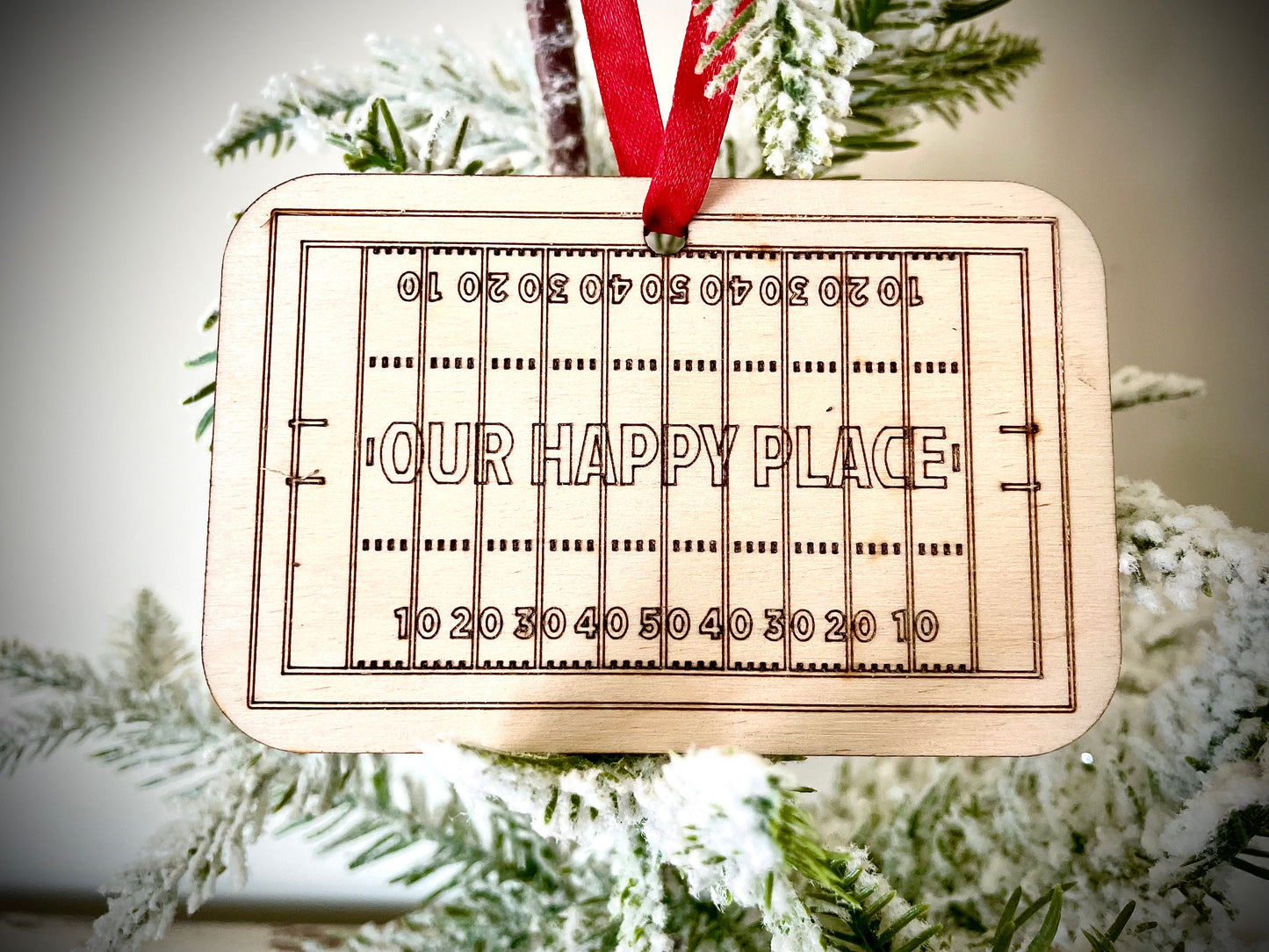 Football Field Personalized Wood Ornament & Gift Tag | Name & Number | Football Gift | Coach Gift