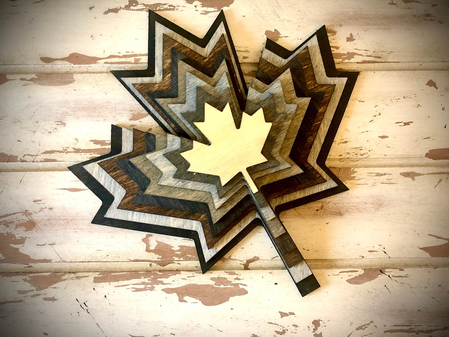 Stacked Maple & Oak Leaves 3D Wood Table & Wall Art | Multi-Color