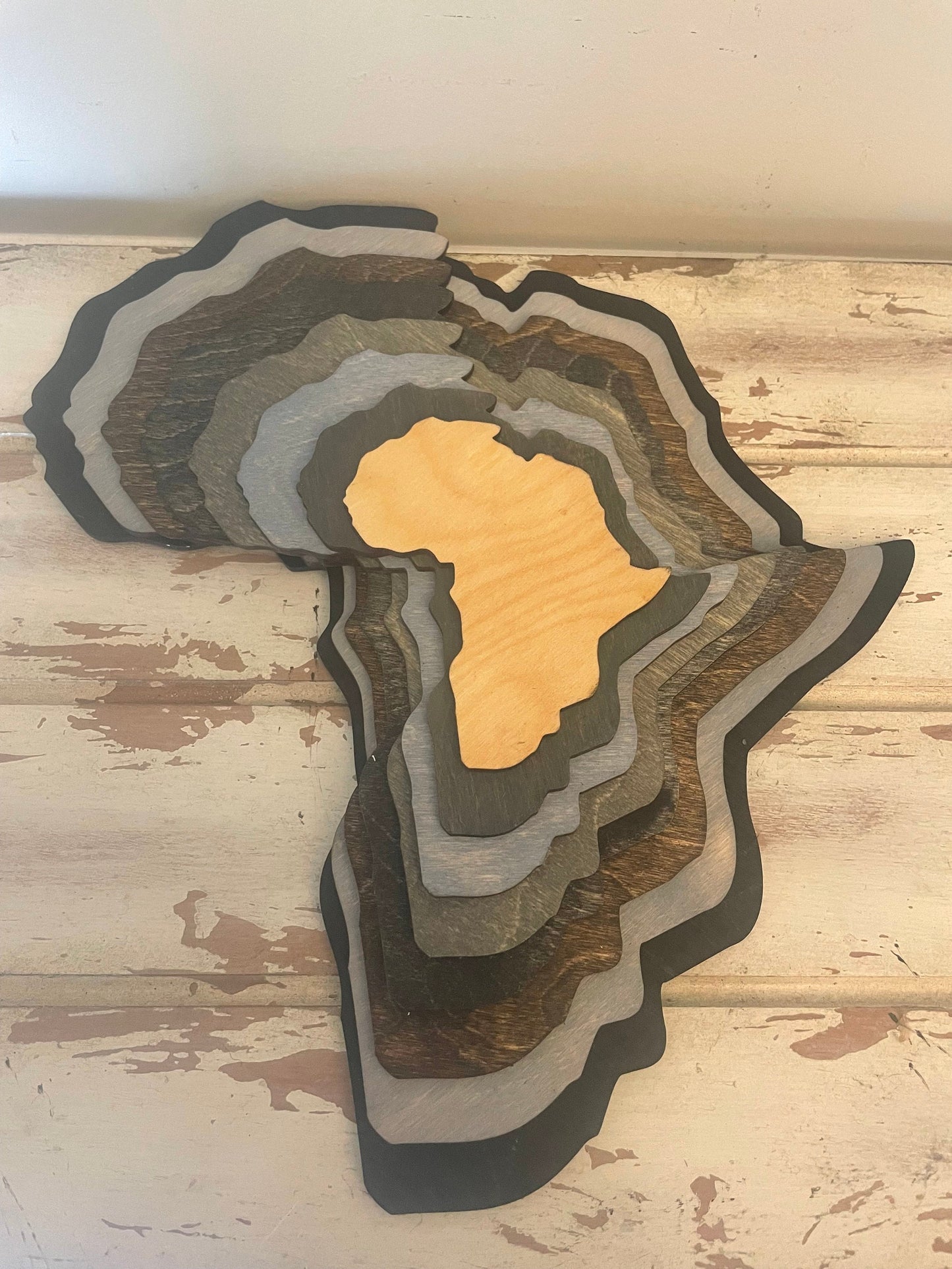Africa Stacked 3D Wood Table & Wall Art | Multi-Color