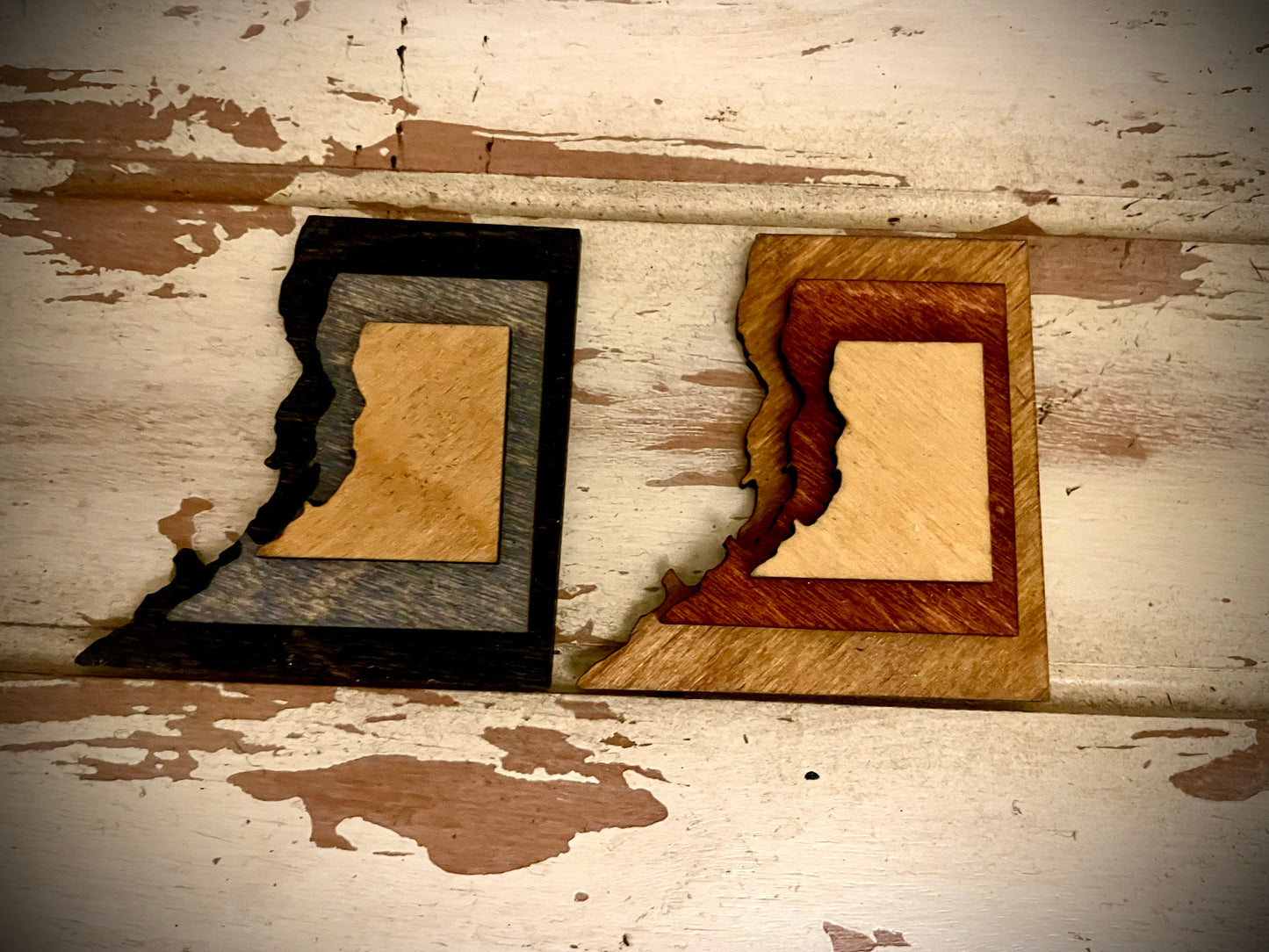 Washington DC 3-Layer Stacked Wood Refrigerator Magnet | Brown & Gray Tones | State Pride Gift
