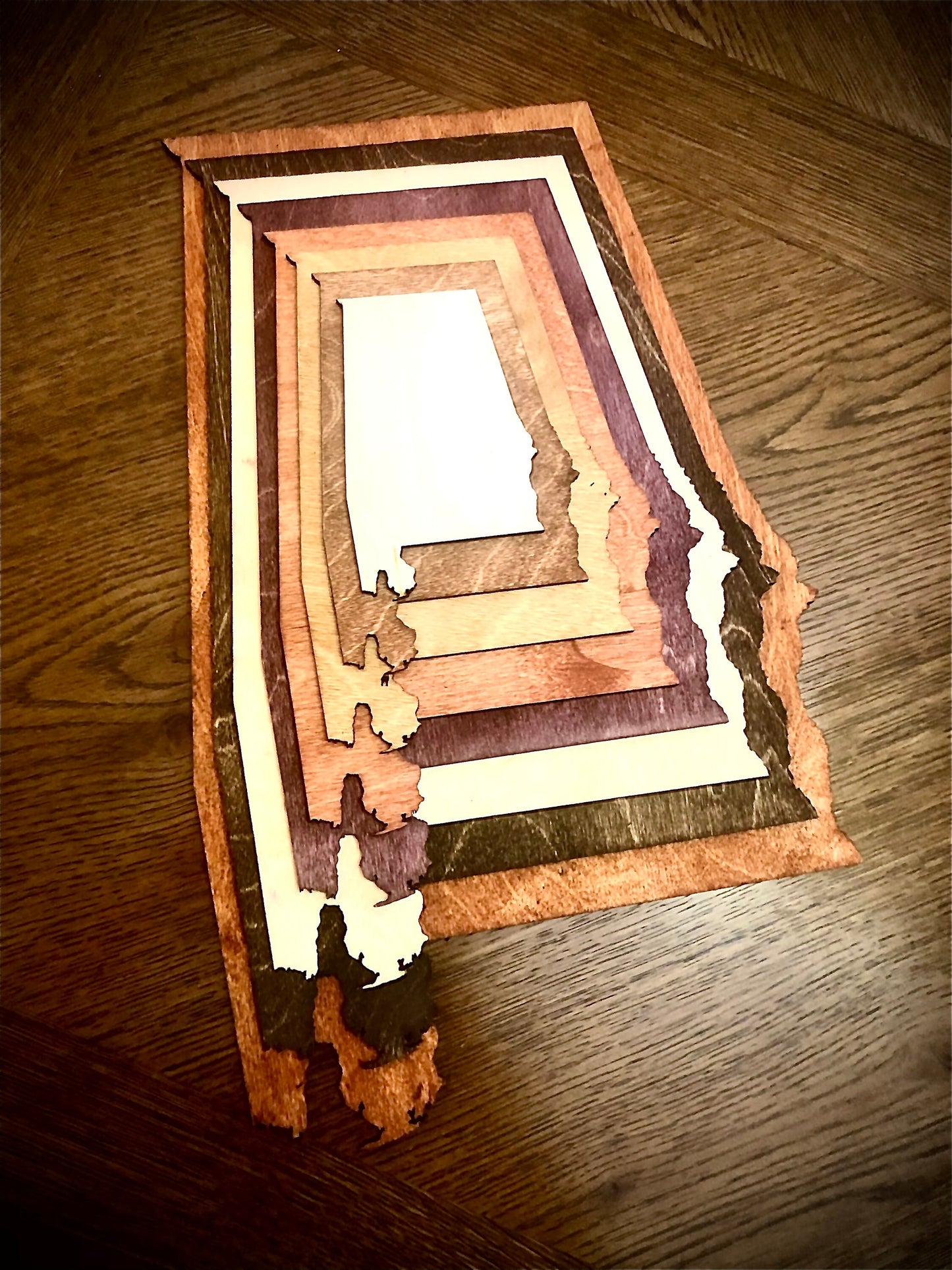 Alabama Stacked State 3D Wood Table & Wall Art | Multi-Color