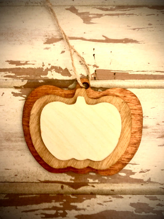 Stacked Pumpkin Wood Ornament & Gift Tag | Multi-Color | Fall & Halloween Gift
