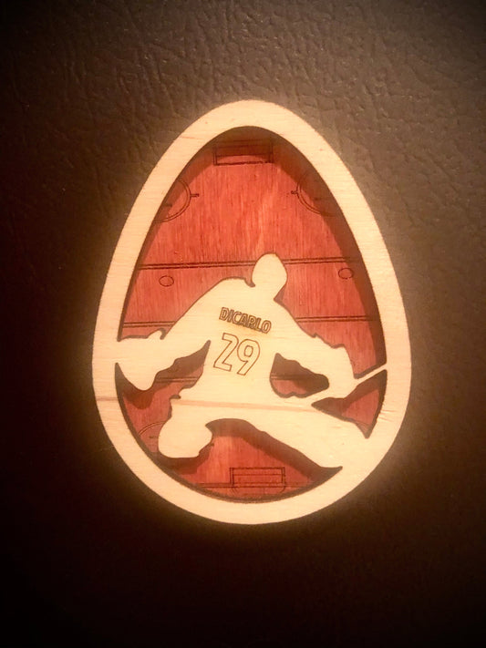 Personalized Hockey Goalie Easter Egg Magnet | Engraved Name & Number | Easter Gift