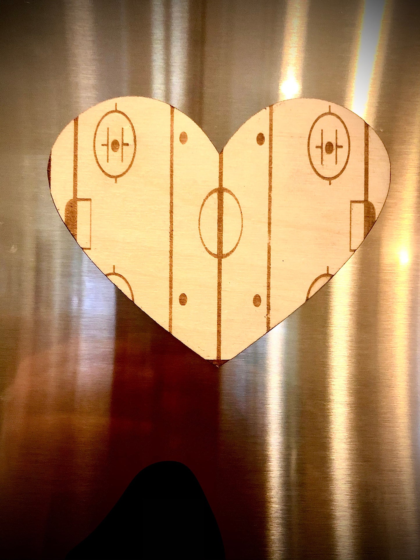 Hockey Rink Valentine Heart Wood Magnet | Engraved | Valentine's Gift