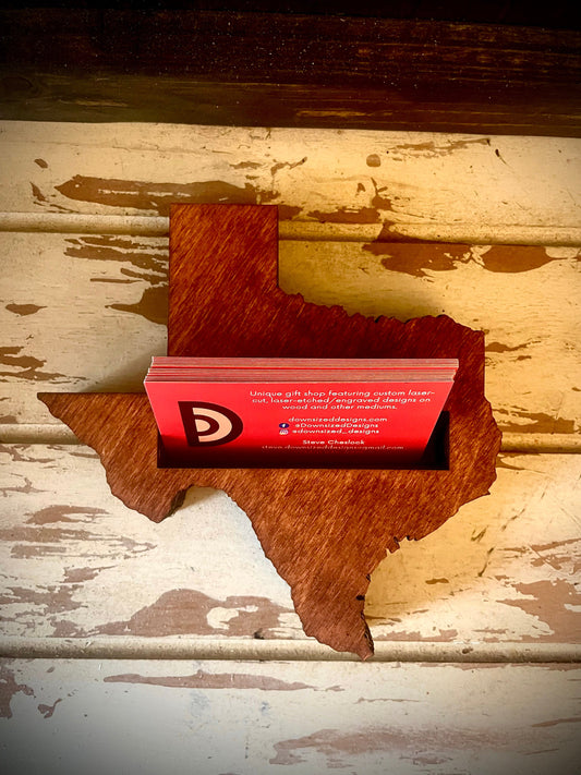 Texas Wood Business Card Holder | 12 Finishes | Office Gift