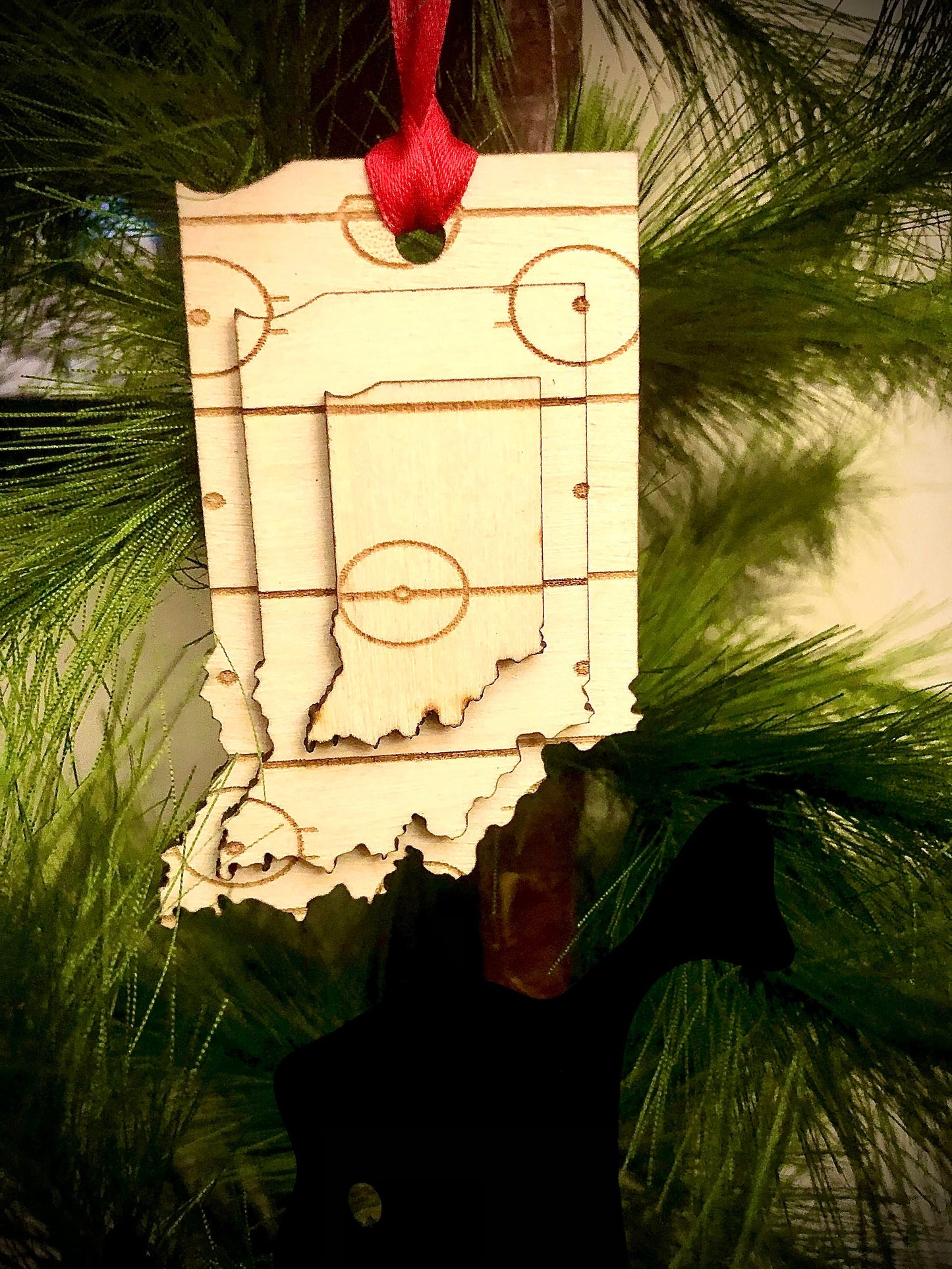 Hockey Rink 3-Layer Stacked State Wood Ornament & Gift Tag | All 50 States | Hockey Gift | Coach Gift