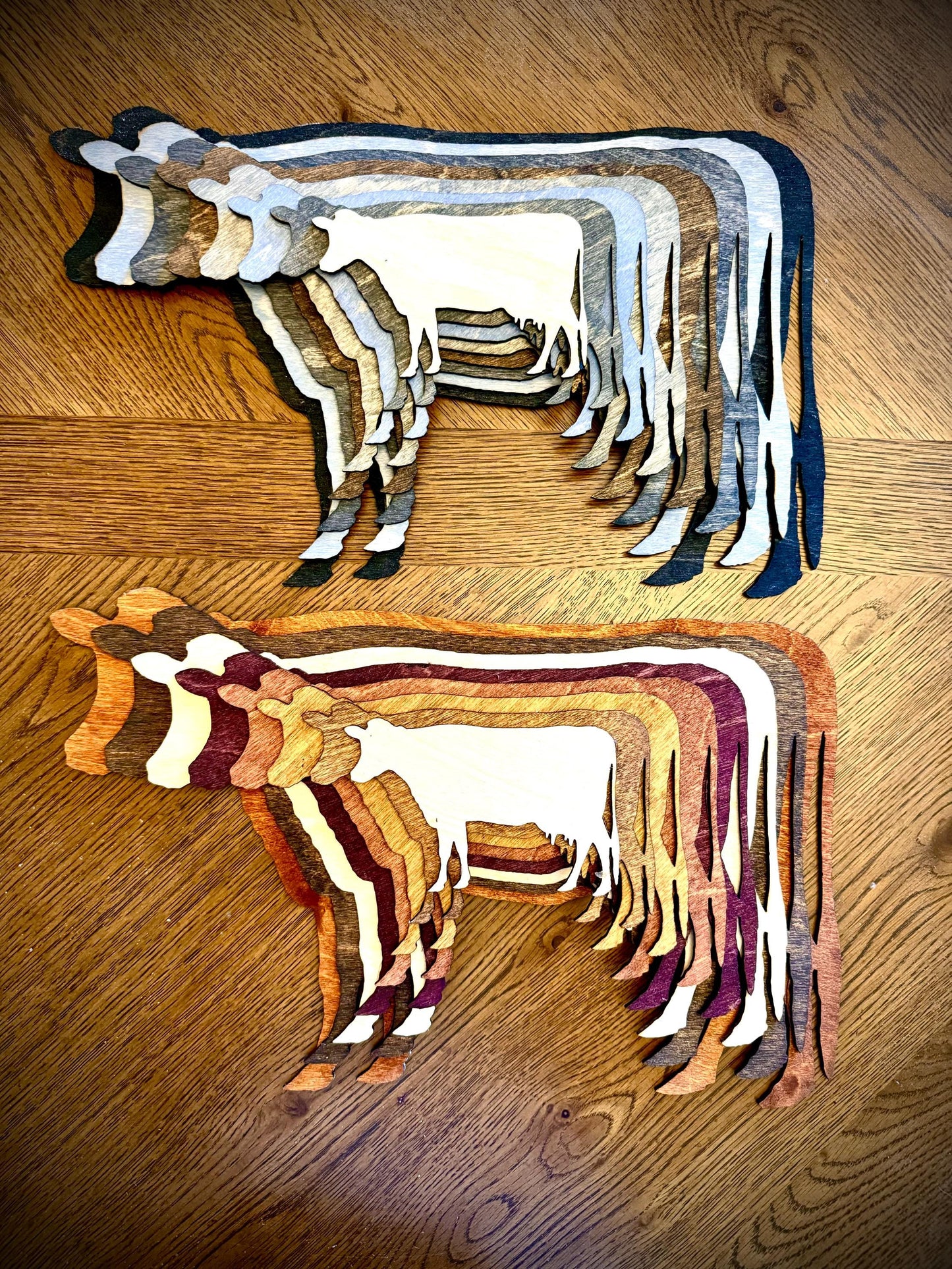 Stacked Dairy Cow 3D Wood Table & Wall Art | Multi-Color