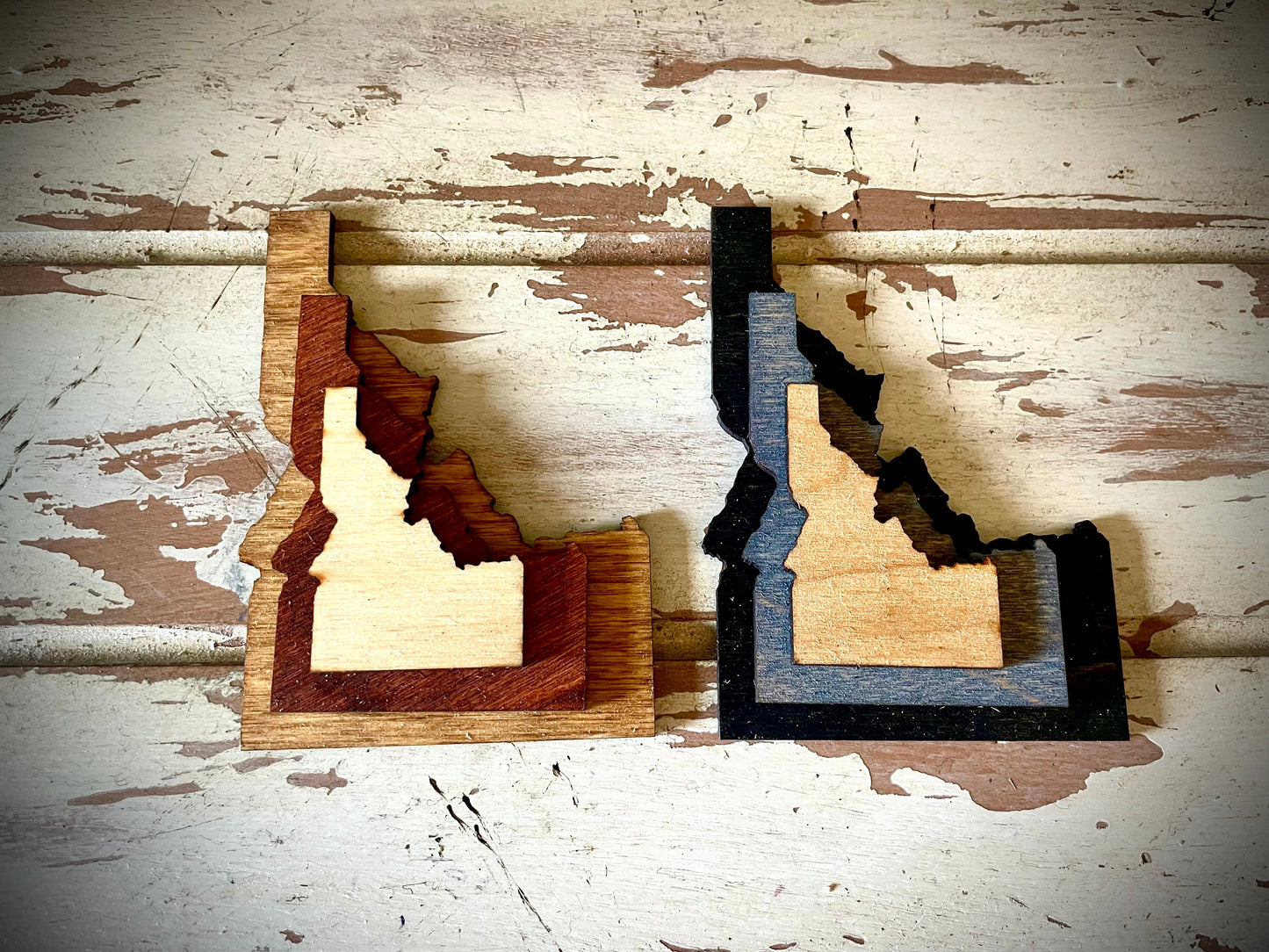 Idaho 3-Layer Stacked Wood Refrigerator Magnet | Brown & Gray Tones | State Pride Gift