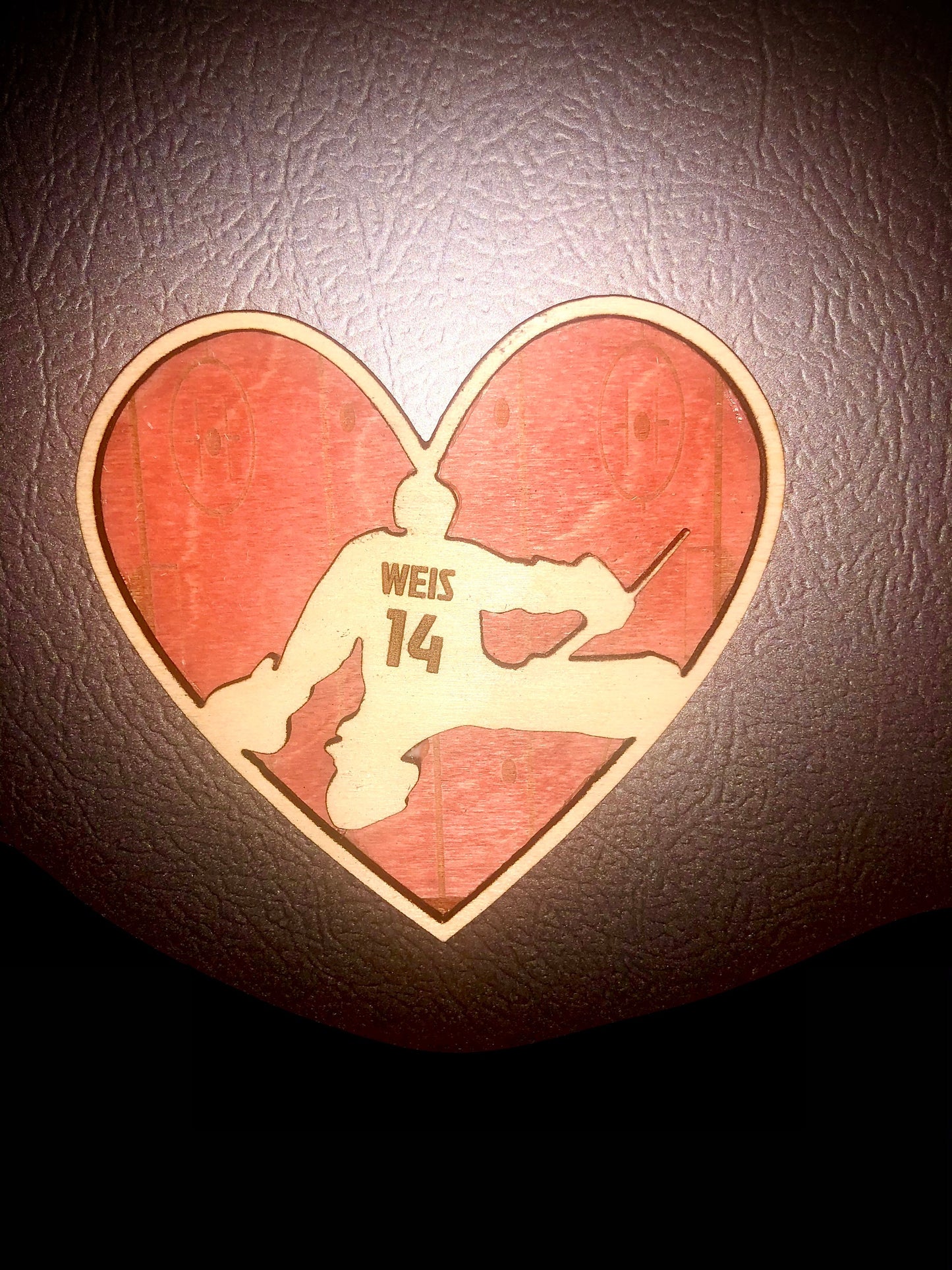 Personalized Hockey Goalie Valentine Heart Magnet | Engraved Rink, Name & Number
