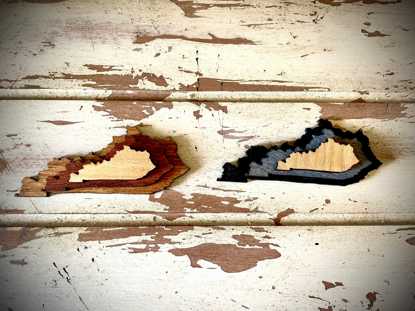 Kentucky 3-Layer Stacked Wood Refrigerator Magnet | Brown & Gray Tones | State Pride Gift