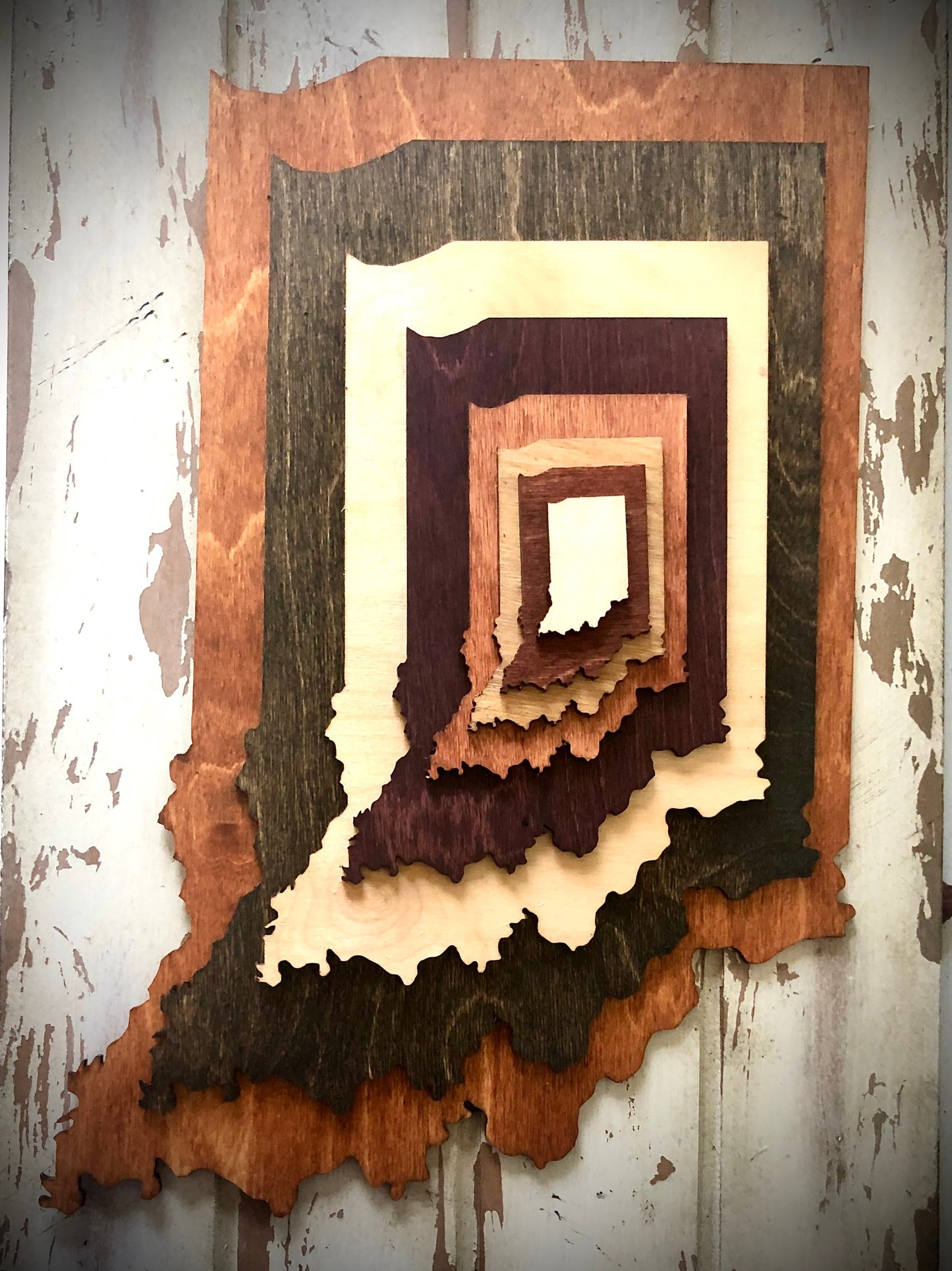 Indiana Stacked State 3D Wood Table & Wall Art | Multi-Color