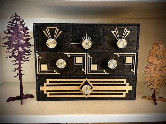 Boho Modern Art Deco Art Deco wood drawer knob or pull accent available in 15 finishes. 2 pieces. Set A-Diamond