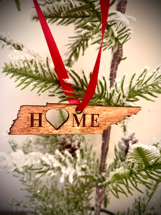 Tennessee HOME Wood Ornament & Gift Tag | 12 Finishes | State Pride Gift