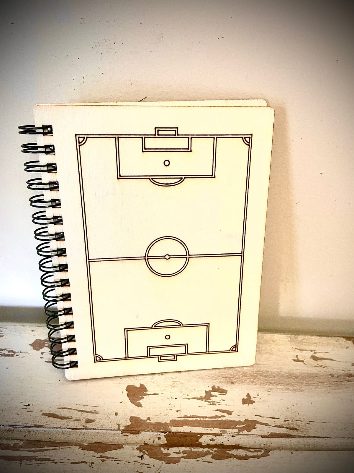 Soccer Field Wood Cover Spiral Notebook | Team Gift | Senior Night