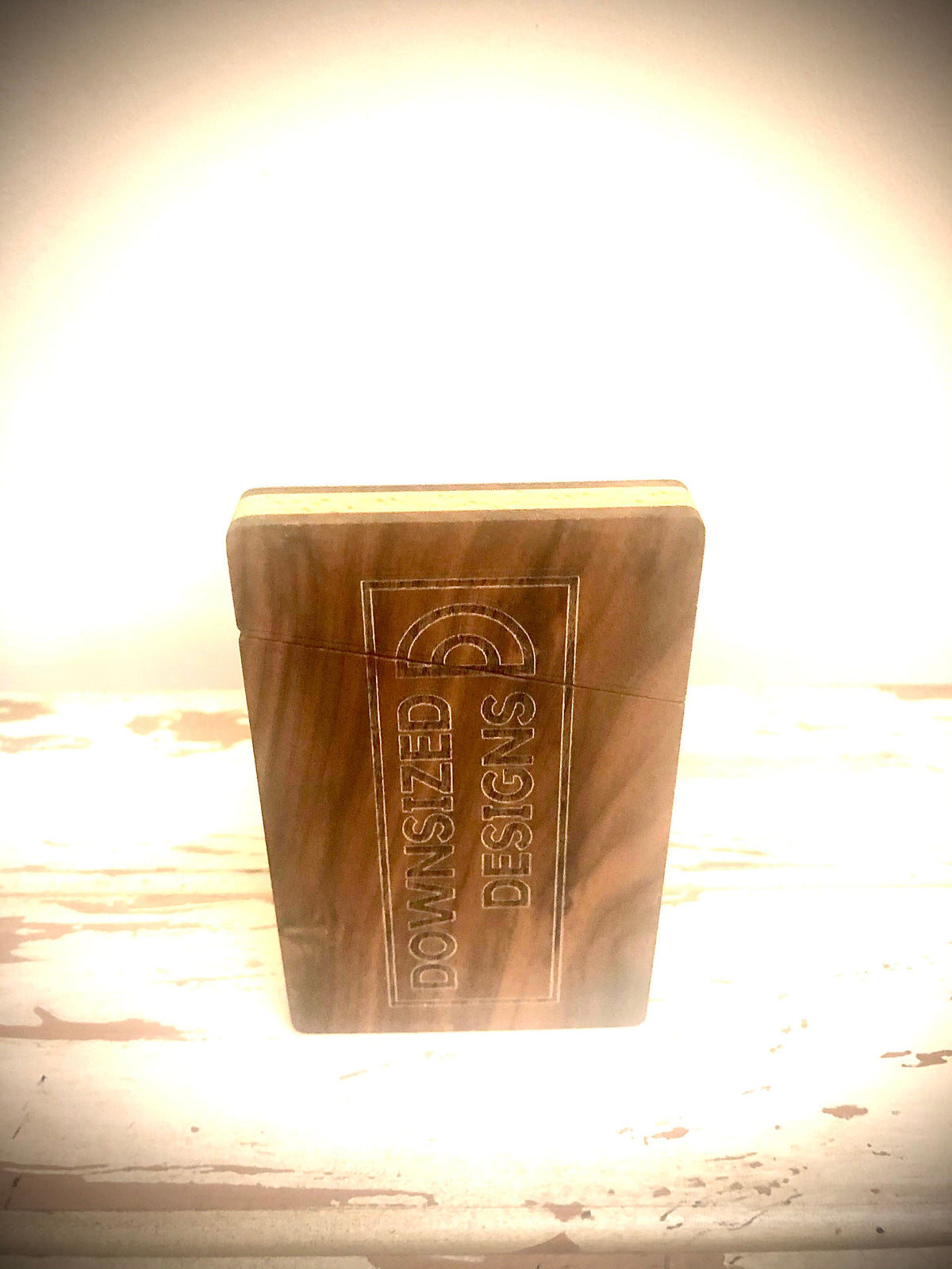 Custom Monogram or Logo Wood Business Card Case | Vertical Orientation