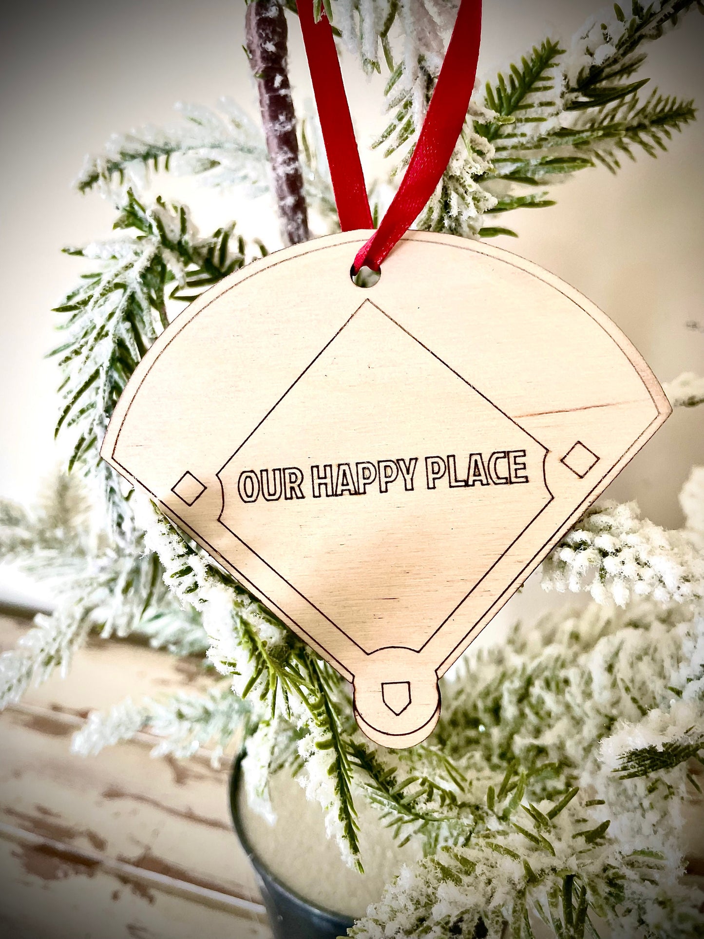 Baseball Diamond Personalized Wood Ornament & Gift Tag | Name & Number | Baseball Gift | Coach Gift