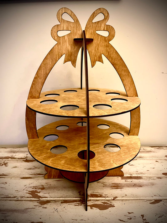 Easter egg holder; Sturdy wooden tabletop Easter egg holder available in 12 finishes.
