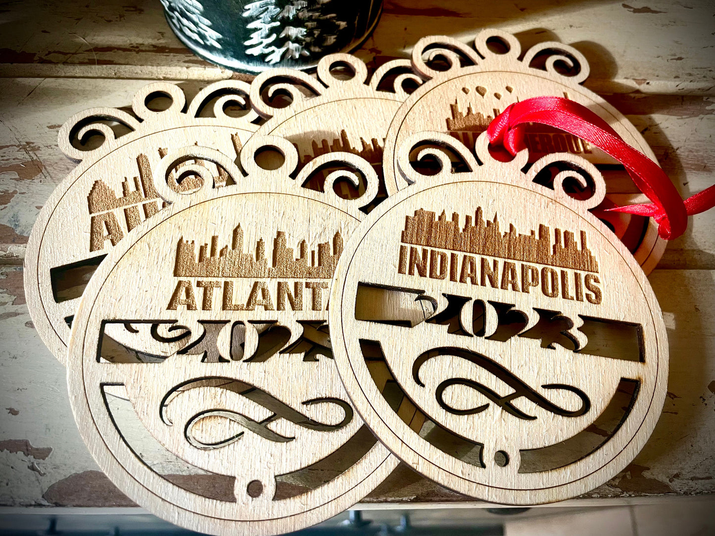 Paris Skyline Wood Ornament | Choice of Year | 4" x 4.75" | Travel Souvenir Gift