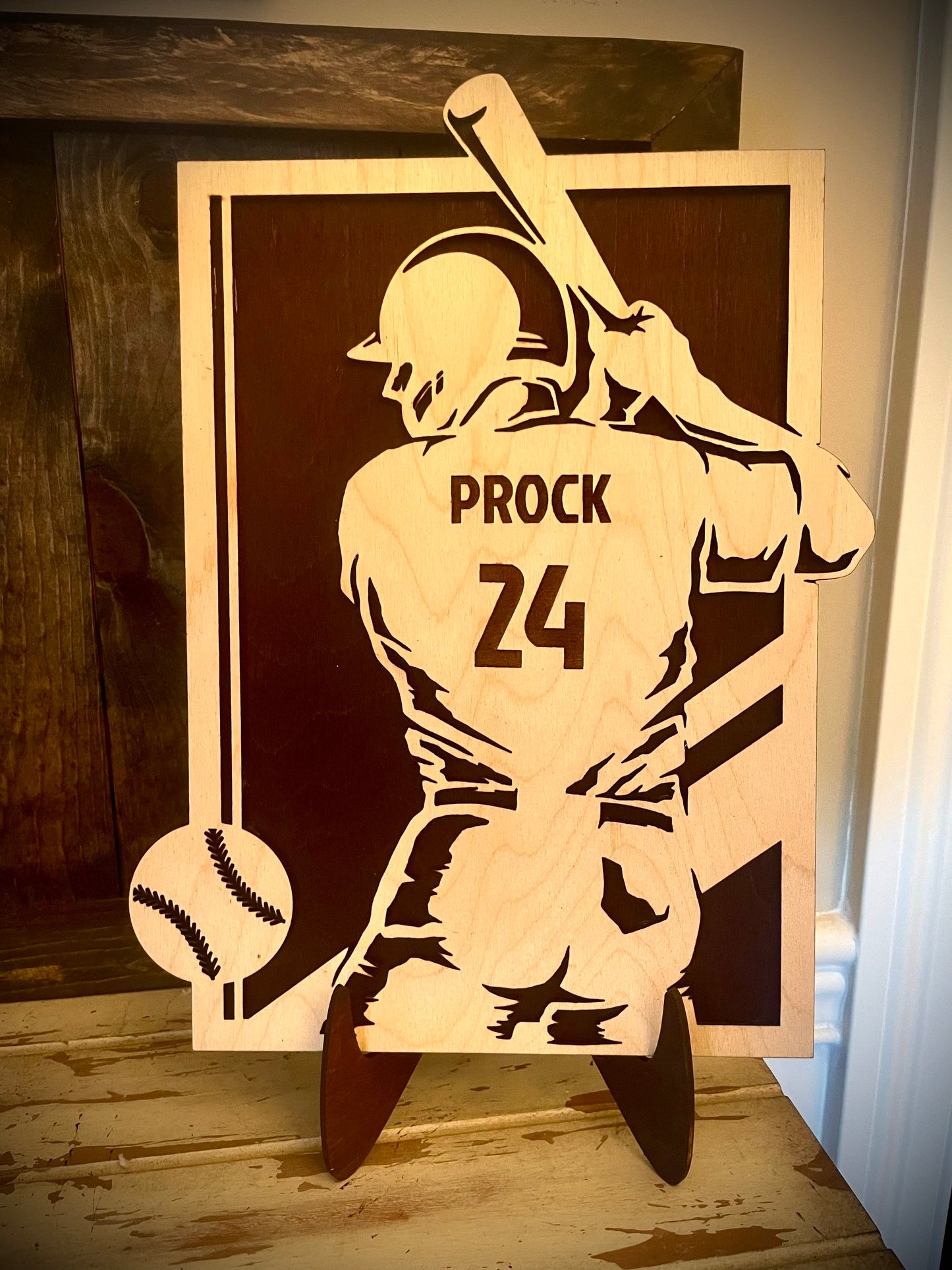 Custom Baseball Wood Plaque | Player Name & Number Engraved | Jersey Back Design