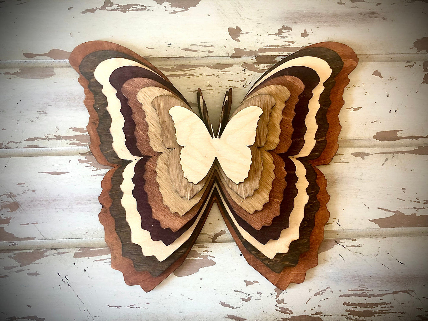 Stacked Butterfly 3D Wood Table & Wall Art | Multi-Color Home Decor