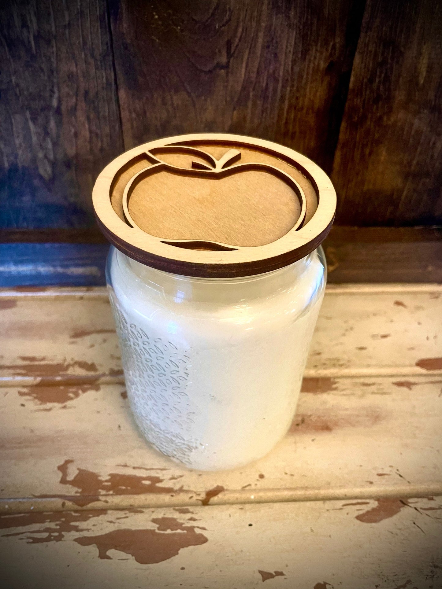 Fall Apple Wood Mug & Candle Topper | Autumn Kitchen Decor