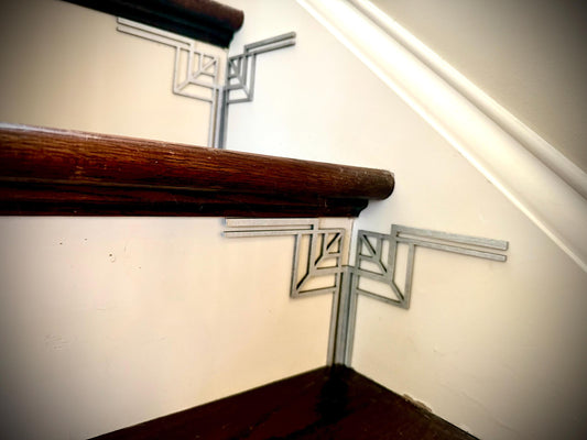 Dynasty-art deco staircase corner accents / embellishments (set of 4) in natural or other finishes- set AG