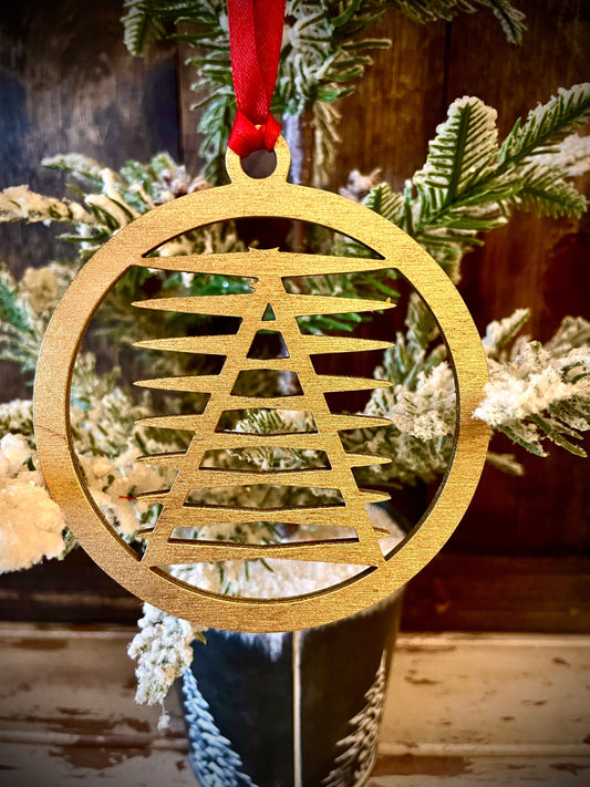 Art Deco Geometry Wood Christmas Ornament | Multiple Finishes | Boho Holiday Gift | Version H