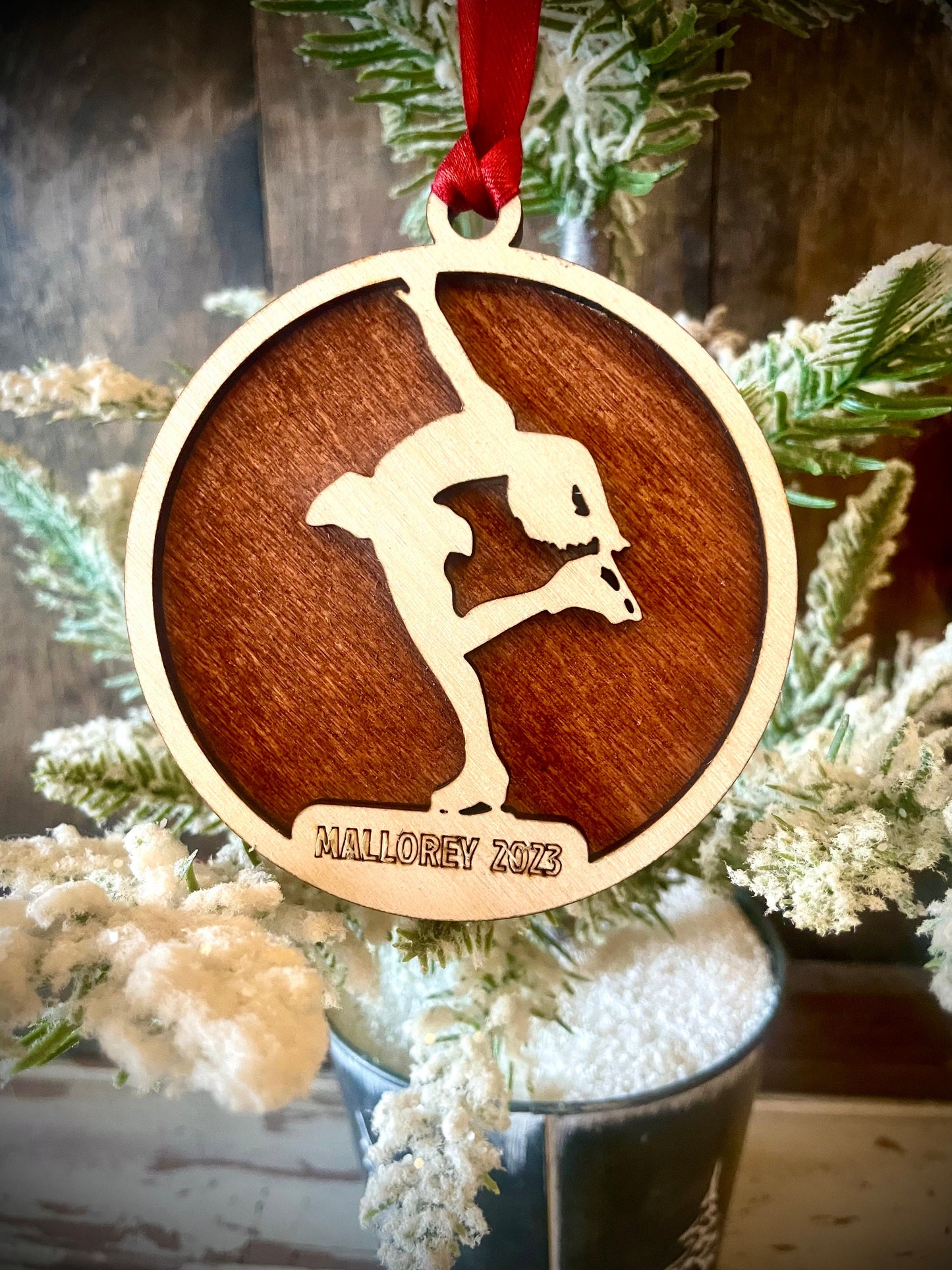 Figure Skater Personalized 2-Layer Wood Christmas Ornament & Gift Tag | Multiple Finishes | Figure Skating Gift (#2)