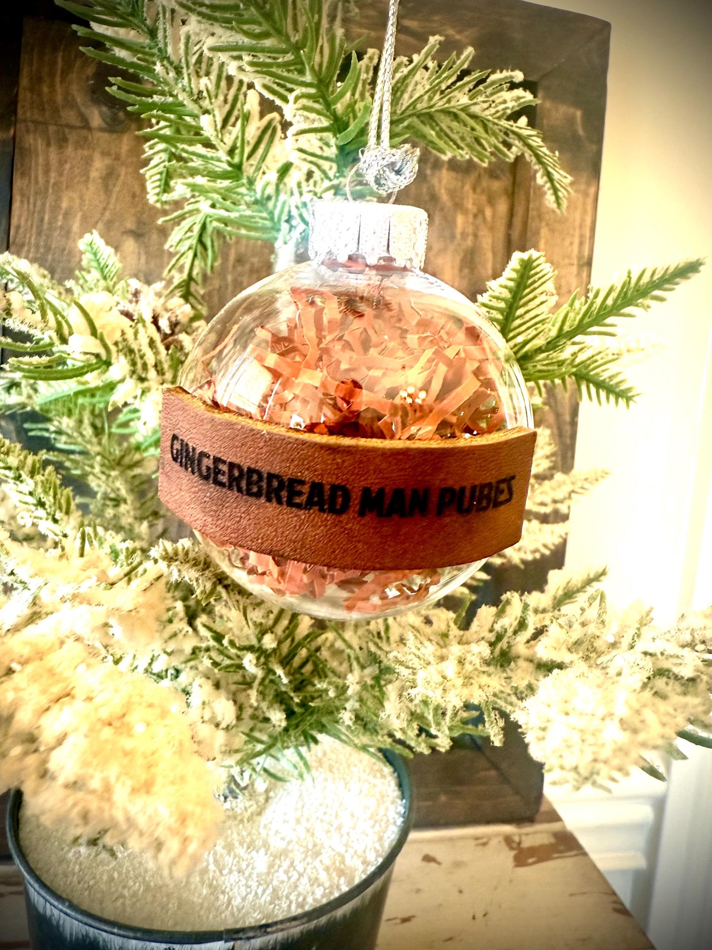 Gingerbread Man Pubes Funny Wood Christmas Ornament | Gag Gift | Novelty Holiday Gift