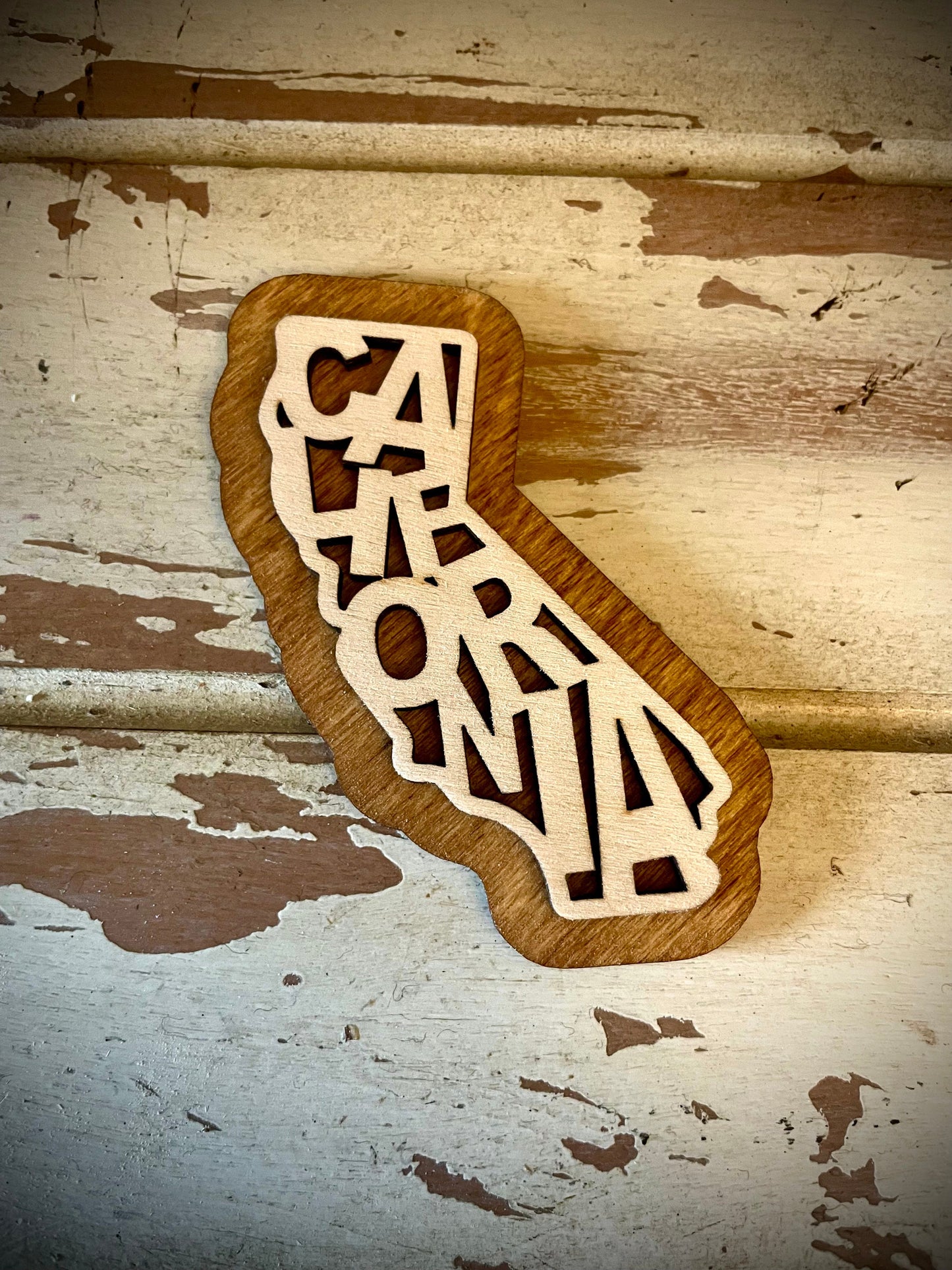 California Word Art 2-Layer Wood Refrigerator Magnet | 12 Finishes | State Pride Gift
